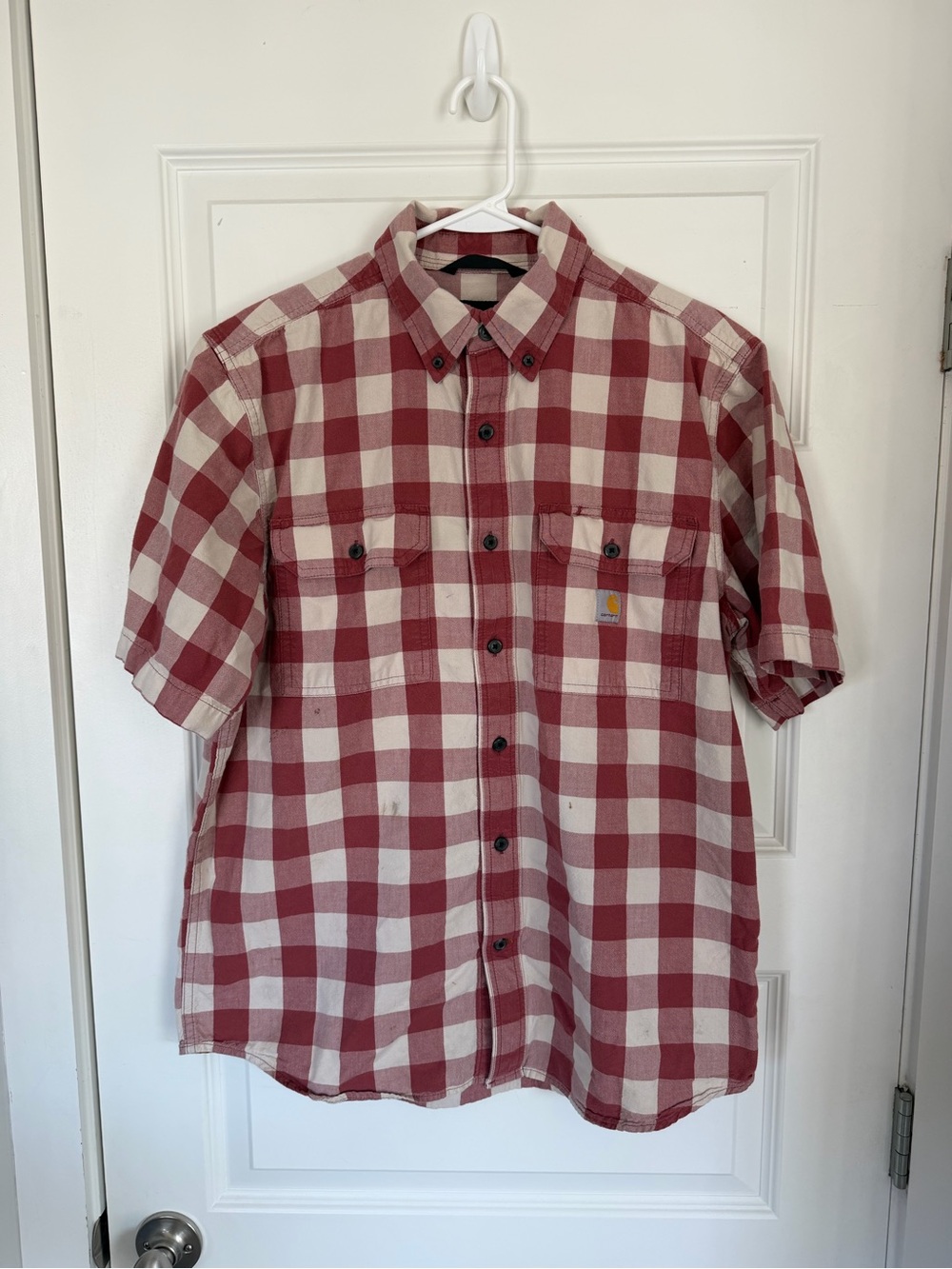 Carhartt Short-Sleeve Red & White Check Button-Down Shirt